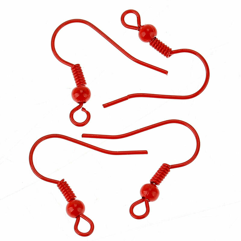 5 paires de crochets de boucles d'oreilles rouges 19 mm