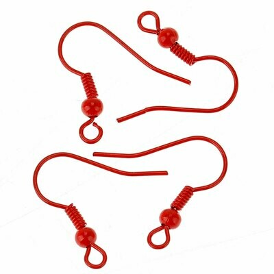 5 paires de crochets de boucles d'oreilles rouges 19 mm