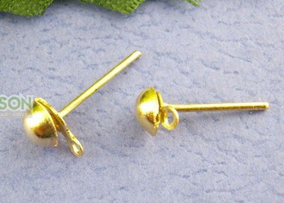 20 paires de clous d'oreilles dorées 12 mm