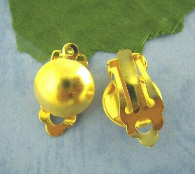 3 paires de clips de boucles d'oreilles dorées sans nickel 14 X 12 mm