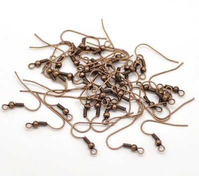 15 paires de crochets de boucles d'oreilles couleur cuivre 21 x 18 mm sans nickel