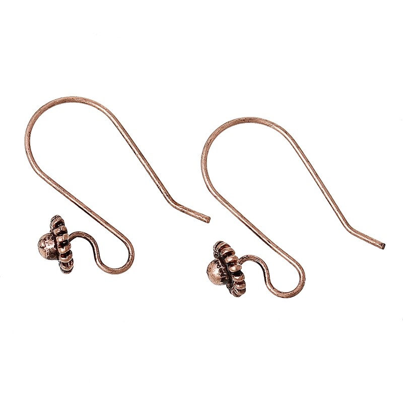 Paire de crochets boucles d'oreilles fleur couleur cuivre 22 x 16 mm