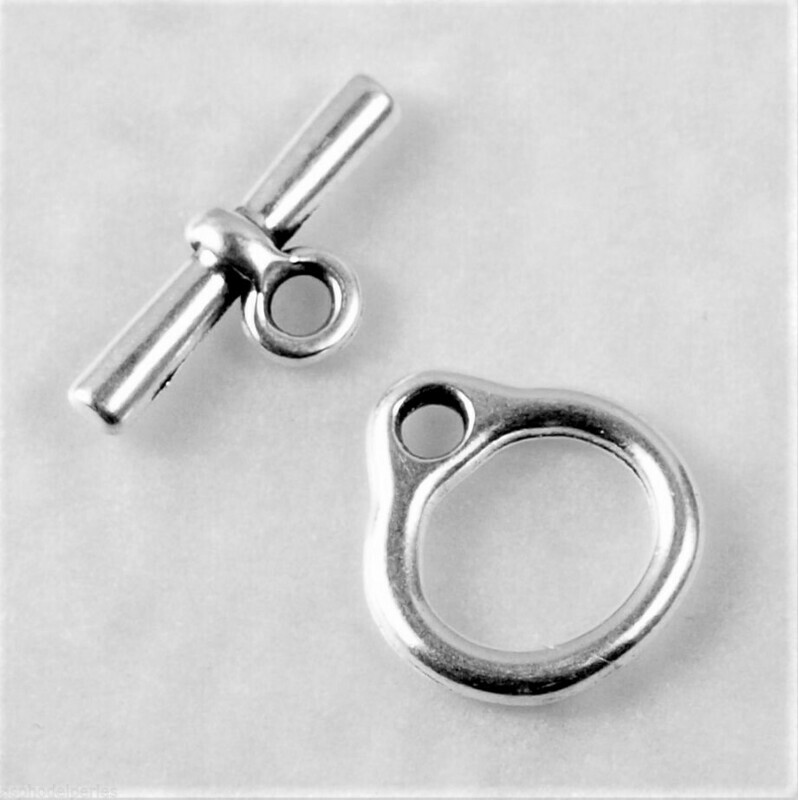 Fermoir en T toggle argenté 19 mm