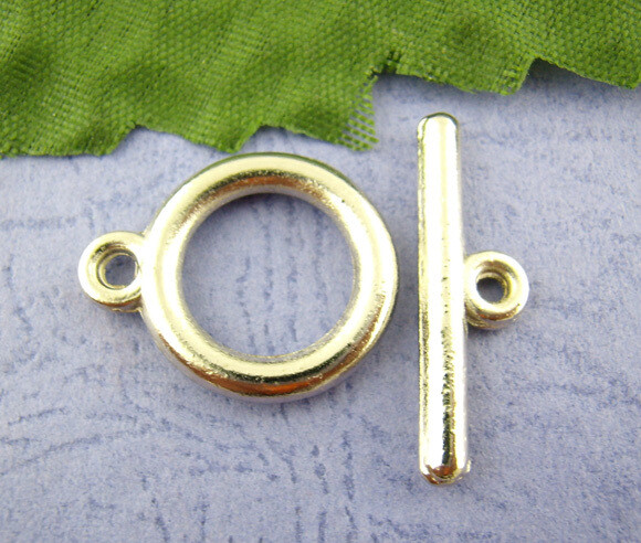 4 fermoirs en T toggle clasp argentés 15 mm