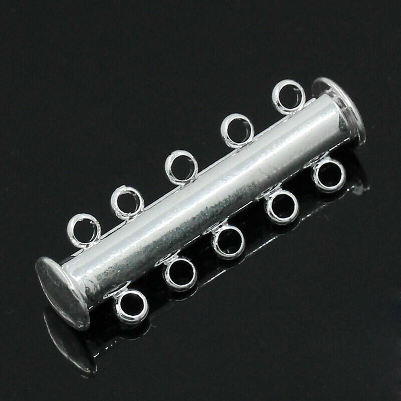Fermoir 5 rangs aimanté coulissant 30 x 10 mm sans nickel argenté
