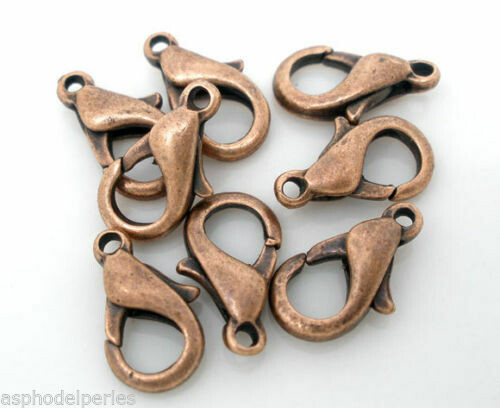 10 mousquetons en cuivre 12 x 6 mm