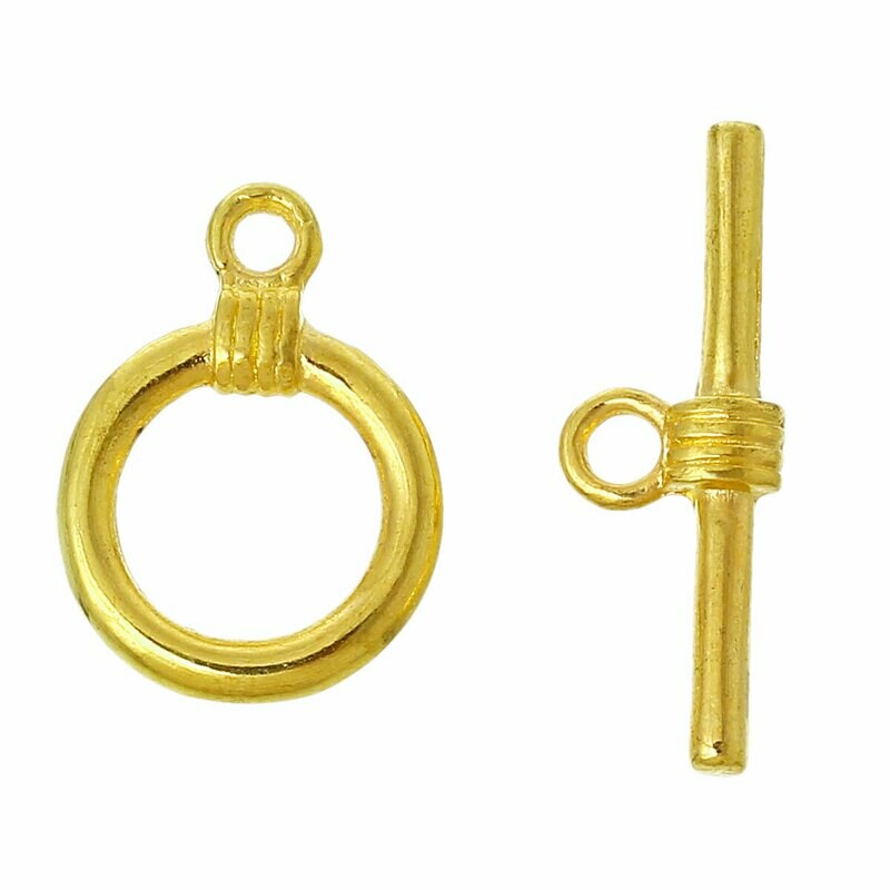 4 fermoirs en T toggle clasp doré  15 mm