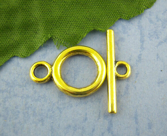 6 fermoirs en T toggle clasp doré 14 x19 mm