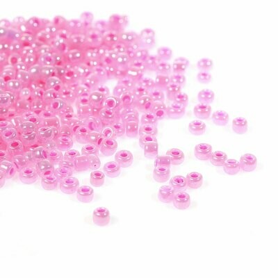 20 g de perles de rocaille enfant économique rose nacré flashy taille 10