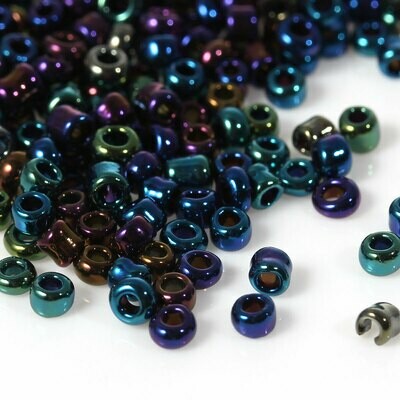 20 g de perles de rocaille enfant éco bleu foncé irisé multicolore taille 10