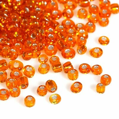 20 g de perles de rocaille enfant économique orange silverlined taille 10