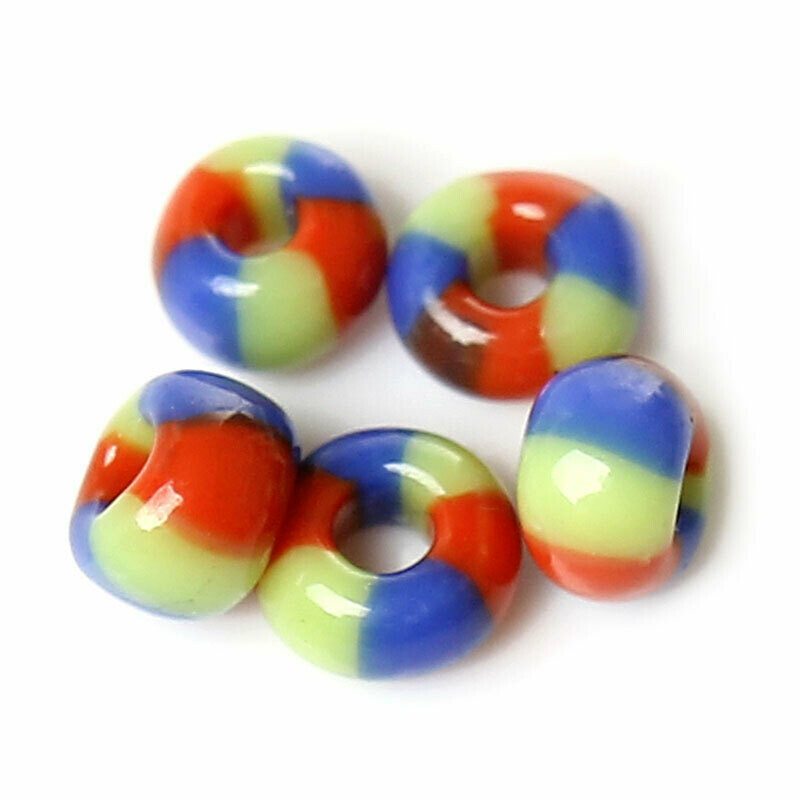20 g perles de rocaille  enfant économique tricolore vert bleu rouge taille 10