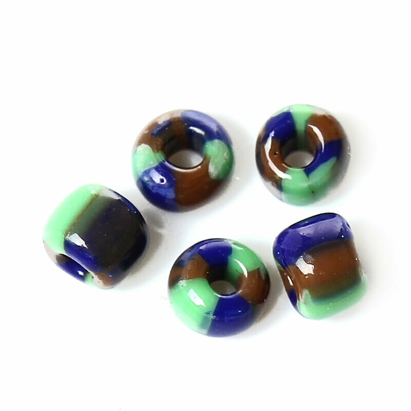 20 g perles de rocaille  enfant économique tricolore vert bleu marron taille 10