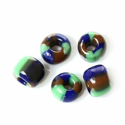 20 g perles de rocaille enfant économique tricolore vert bleu marron taille 10