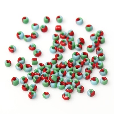 20 g perles de rocaille enfant économique bicolore vert rouge taille 10