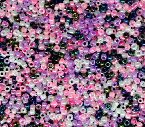 20 g de perles de rocaille  enfant économique mélange rose taille 10