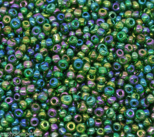 20 g perles de rocaille  enfant économiques - vert émeraude AB - taille 7
