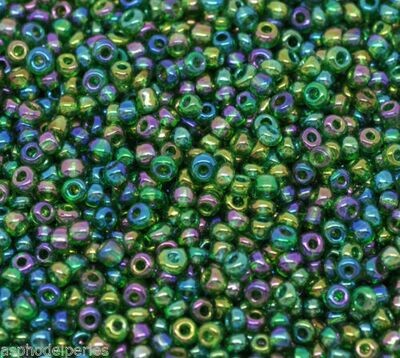 20 g perles de rocaille enfant économiques - vert émeraude AB - taille 7