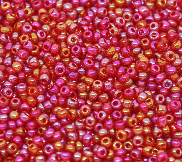 20 g perles de rocaille  enfant économiques - rouge AB - taille 7