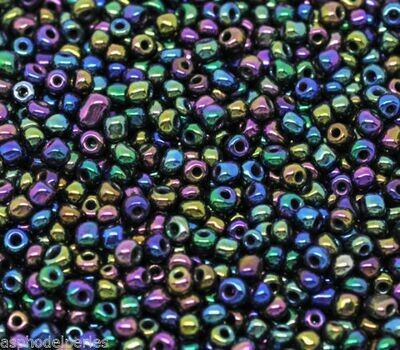 20 g de perles de rocaille enfant éco bleu foncé irisé multicolore taille 7
