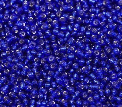 20 g perles de rocaille enfant économiques - bleu nuit silver lined - taille 7