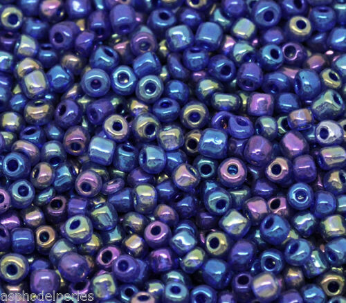 20 g perles de rocaille  enfant économiques - bleu marine AB - taille 6