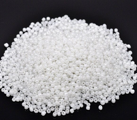 20 g perles de rocaille  enfant économiques - blanc nacré - taille 6