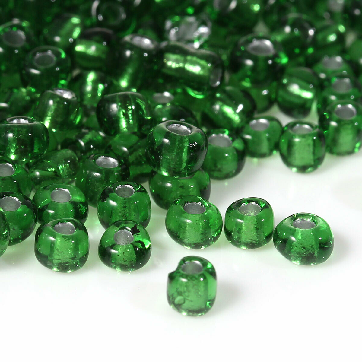 20 g perles de rocaille  enfant économiques - vert foncé silver lined - taille 6