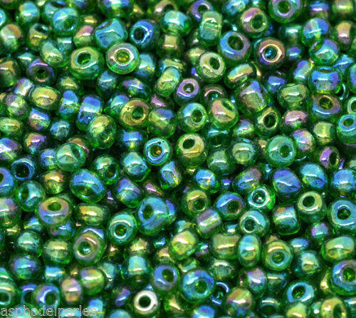 20 g perles de rocaille  enfant économiques - vert émeraude AB - taille 6