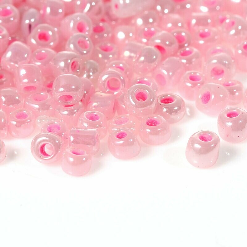 20 g perles de rocaille  enfant économiques - rose nacré - taille 6