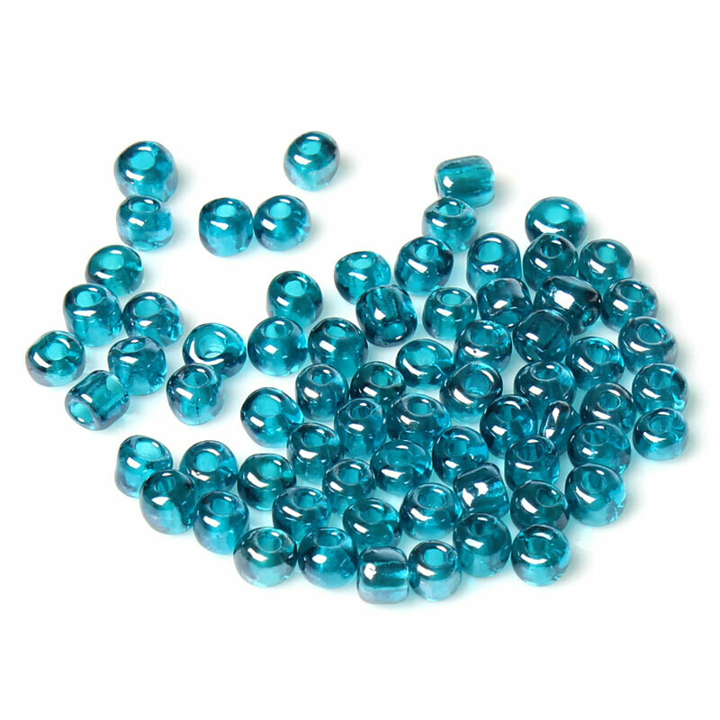 20 g perles de rocaille  enfant économiques - bleu paon transparent - taille 6