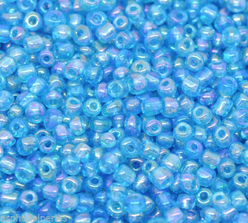 20 g perles de rocaille  enfant économiques - bleu AB - taille 6
