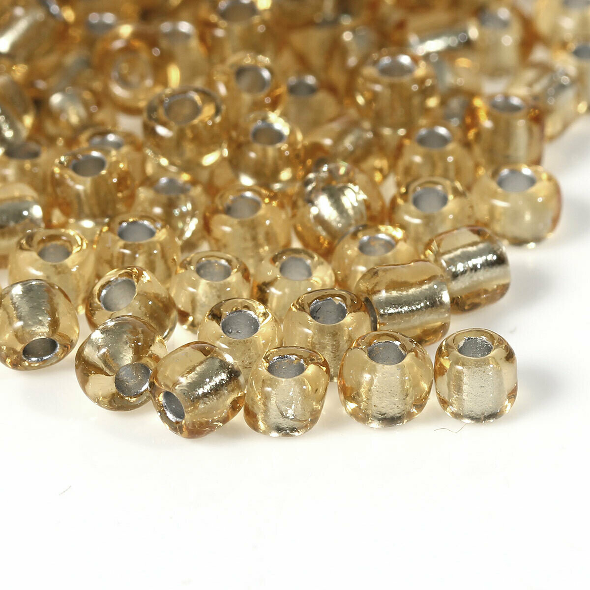 20 g perles de rocaille  enfant économiques - doré silver lined - taille 6