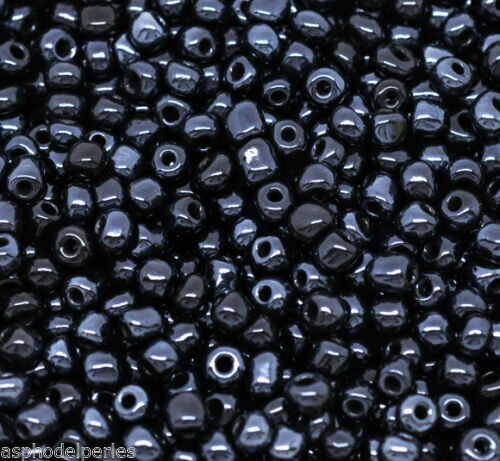 20 g perles de rocaille  enfant économiques - Noir  AB - taille 6
