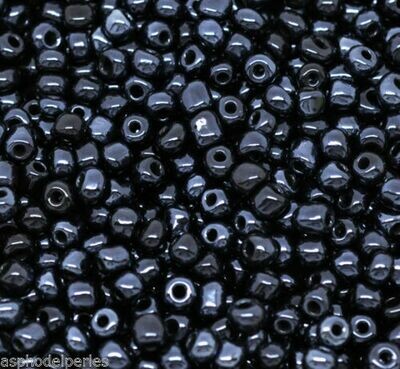 20 g perles de rocaille enfant économiques - Noir AB - taille 6