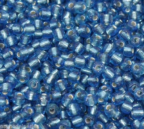 20 g perles de rocaille  enfant économiques - bleu clair silver lined - taille 6