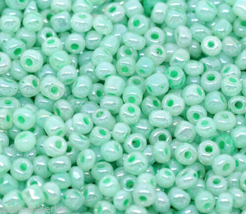 20 g perles de rocaille  enfant économiques - vert nacré - taille 6