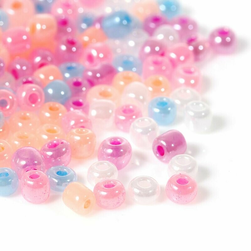 20 g perles de rocaille  enfant économiques - mélange nacré pastel - taille 6