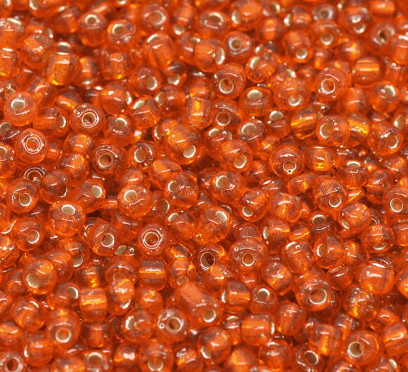 20 g perles de rocaille  enfant économiques - orange silver lined - taille 6