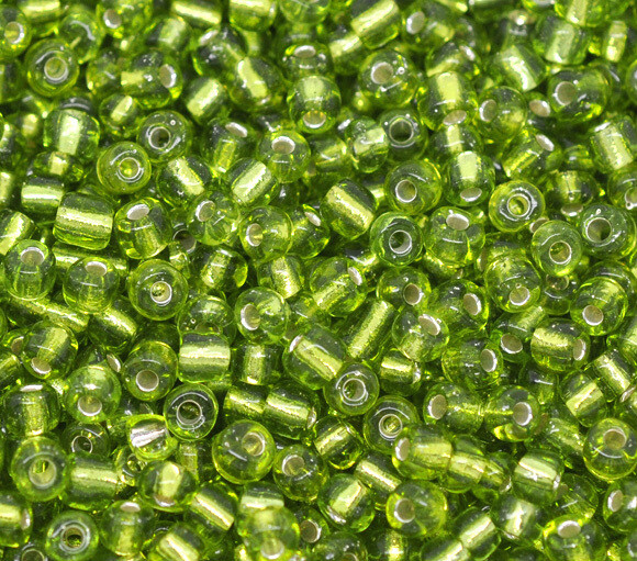 20 g perles de rocaille  enfant économiques - vert clair silver lined - taille 6