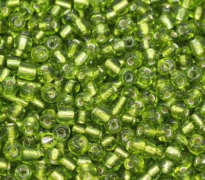 20 g perles de rocaille enfant économiques - vert clair silver lined - taille 6