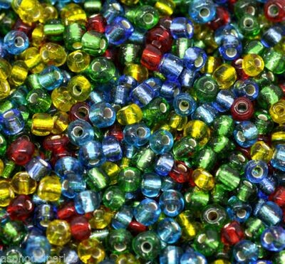 20 g perles de rocaille enfant économiques - silver lined - taille 6