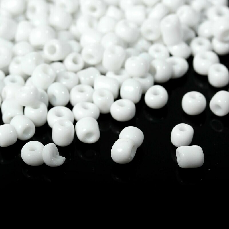 20 g perles de rocaille  enfant économiques - blanc opaque - taille 6