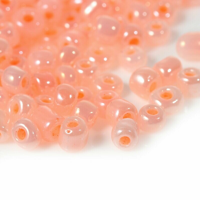 20 g perles de rocaille  enfant économiques - pêche nacré - taille 6