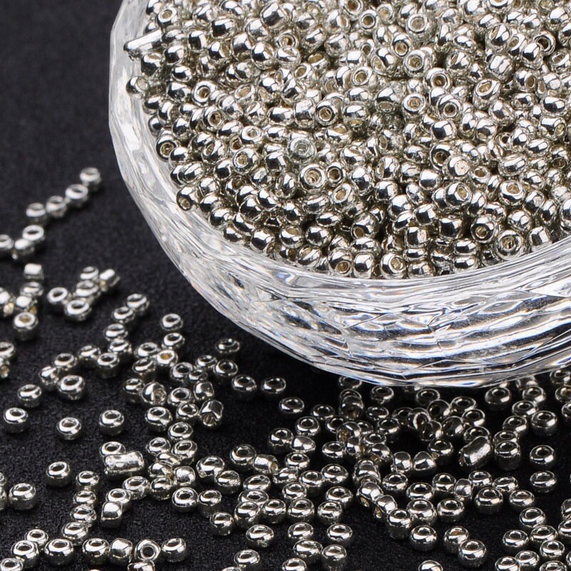 20 g de perles de rocaille enfant économique argenté taille 12