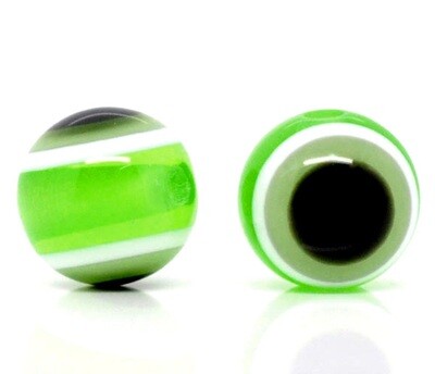 20 perles oeil en résine de couleur vert rayée 1cm