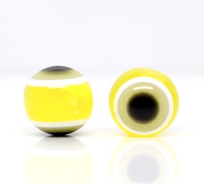 20 perles oeil en résine de couleur jaune rayée 1cm