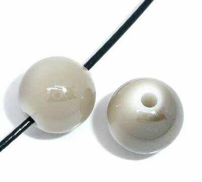 10 perles acryliques beige et gris 10 mm