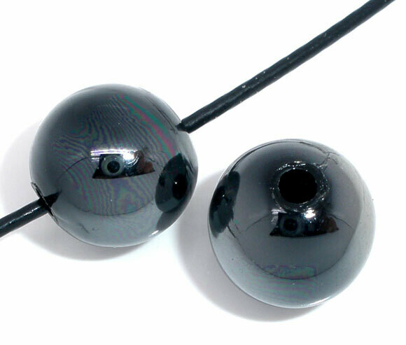 10 perles acryliques noir et gris 10 mm