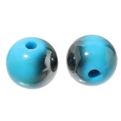 10 perles acryliques bleu et gris 10 mm
